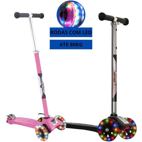 Patinete Scooter Regulavel C/Led 4rodas suporta 80kg ZP00105 - Zoop Toys Menor preço em Patinete Scooter Regulavel C/Led 4rodas suporta 80kg ZP00105 - Zoop Toys