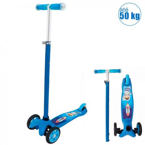 Patinete Triciclo Infantil com Freio 3 Rodas Ate 50 Kg Altura Regulavel Azul Mor Menor preço em Patinete Triciclo Infantil com Freio 3 Rodas Ate 50 Kg Altura Regulavel Azul Mor