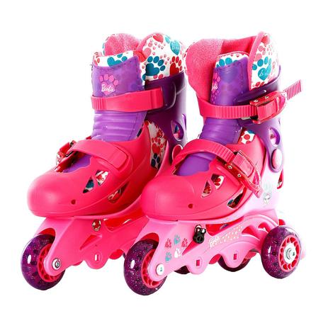 Patins Ajustável 3 Rodas Barbie 29 A 32 Com Kit Proteção 7785-5 - Fun Menor preço em Patins Ajustável 3 Rodas Barbie 29 A 32 Com Kit Proteção 7785-5 - Fun