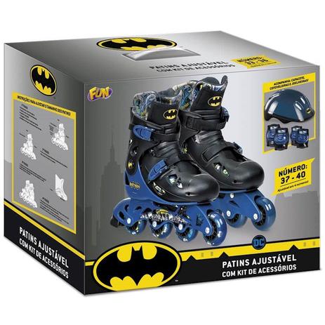 Patins Ajustavel 37 A 40 Batman Com Kit De Segurana 84180 Fun Menor preço em Patins Ajustavel 37 A 40 Batman Com Kit De Segurana 84180 Fun