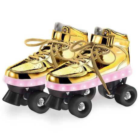 Patins Clássico - 4 Rodas com LED - Dourado 33 a 34 - Fun - Barao atacadista é ruim? Patins Clássico - 4 Rodas com LED - Dourado 33 a 34 - Fun - Barao atacadista é boa?