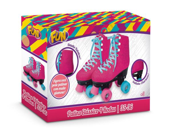 Patins Clássico Feminino 4 Rodas Pink 35/36 Fun - Barao atacadista Menor preço em Patins Clássico Feminino 4 Rodas Pink 35/36 Fun - Barao atacadista