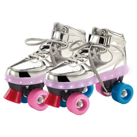 Patins com Led 4 Rodas Prata 37/38 - Fun Divirta-se Menor preço em Patins com Led 4 Rodas Prata 37/38 - Fun Divirta-se