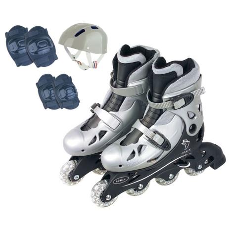 Patins In Line com Acessórios Ajustável 4 Rodas Prata TAM 30-33 - Fênix - Fenix é ruim? Patins In Line com Acessórios Ajustável 4 Rodas Prata TAM 30-33 - Fênix - Fenix é boa?