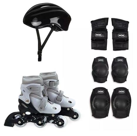 Patins infantil cinza número  31 ao 34 com kit proteção - Mor é boa?