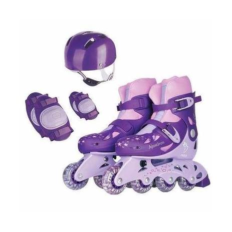 Patins Roller Ajustável + Kit Proteção Roxo Fênix 30 a 33 Menor preço em Patins Roller Ajustável + Kit Proteção Roxo Fênix 30 a 33