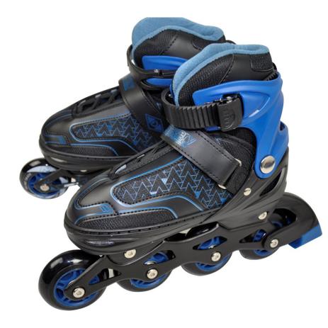 Patins Roller In Line Ajustável 37 40 Preto e Azul Discovery Adventures Yins ABEC-7 Menor preço em Patins Roller In Line Ajustável 37 40 Preto e Azul Discovery Adventures Yins ABEC-7