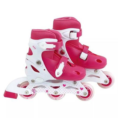 Patins Roller Infantil Rosa Ajustável Do 30 A 33 - Mor Menor preço em Patins Roller Infantil Rosa Ajustável Do 30 A 33 - Mor