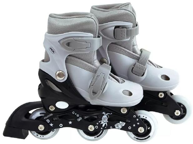Patins roller row infantil cinza número regulável 30 ao 33 - Mor Menor preço em Patins roller row infantil cinza número regulável 30 ao 33 - Mor