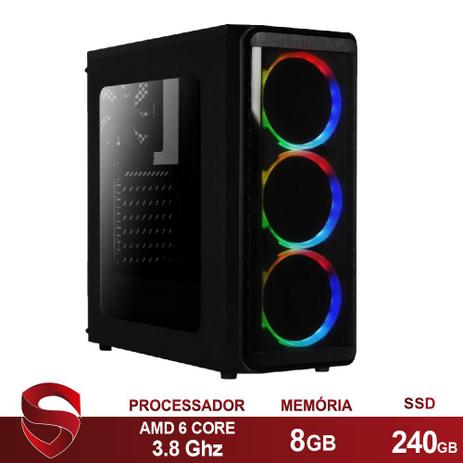 PC Gamer AMD 6-Core CPU 3.8Ghz 8GB (Placa de vídeo Radeon R5 2GB) SSD 240GB Skill Menor preço em PC Gamer AMD 6-Core CPU 3.8Ghz 8GB (Placa de vídeo Radeon R5 2GB) SSD 240GB Skill