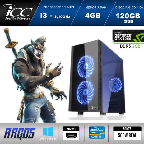 PC Gamer ICC AG2385SW Intel Core i3 3,2 Ghz 8GB 120GB SSD GeForce GTX 1050 2GB DDR5 128Bits HDMI FULL HD Windows 10 Menor preço em PC Gamer ICC AG2385SW Intel Core i3 3,2 Ghz 8GB 120GB SSD GeForce GTX 1050 2GB DDR5 128Bits HDMI FULL HD Windows 10