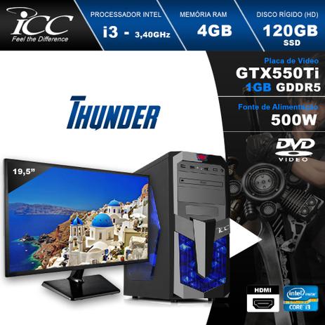 PC Gamer ICC IT2345DM19 Intel Core i3 3,2 GHZ 4GB 120GB SSD GeForce GTX-550TI 1GB DDR5 128Bits DVDRW Monitor LED 19,5” Menor preço em PC Gamer ICC IT2345DM19 Intel Core i3 3,2 GHZ 4GB 120GB SSD GeForce GTX-550TI 1GB DDR5 128Bits DVDRW Monitor LED 19,5”