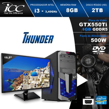 PC Gamer ICC IT2383DM19 Intel Core i3 3,2 Ghz 8GB 2TB GeForce GTX-550TI 1GB DDR5 128Bits DVDRW Monitor LED 19,5” Menor preço em PC Gamer ICC IT2383DM19 Intel Core i3 3,2 Ghz 8GB 2TB GeForce GTX-550TI 1GB DDR5 128Bits DVDRW Monitor LED 19,5”