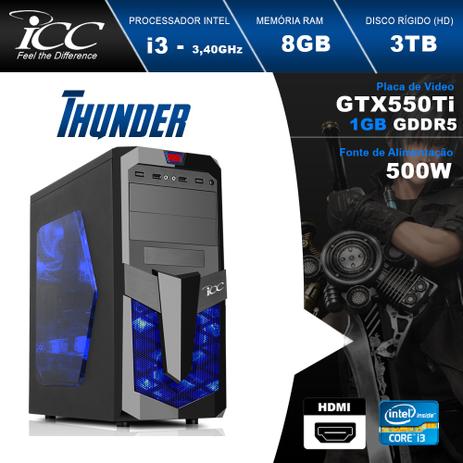 PC Gamer ICC IT2384S Intel Core i3 3,2 Ghz 8GB 3TB GeForce GTX-550TI 1GB DDR5 128Bits HDMI FULL HD Menor preço em PC Gamer ICC IT2384S Intel Core i3 3,2 Ghz 8GB 3TB GeForce GTX-550TI 1GB DDR5 128Bits HDMI FULL HD