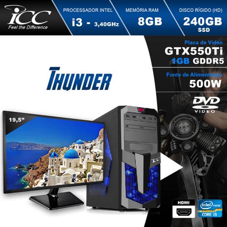 PC Gamer ICC IT2386DM19 Intel Core i3 3,2 GHZ 8GB 240GB SSD GeForce GTX-550TI 1GB DDR5 128Bits DVDRW Monitor LED 19,5” Menor preço em PC Gamer ICC IT2386DM19 Intel Core i3 3,2 GHZ 8GB 240GB SSD GeForce GTX-550TI 1GB DDR5 128Bits DVDRW Monitor LED 19,5”