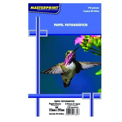 Pct Com 50 Folhas A4 Papel Fotografico À Prova Dágua Glossy Brilhante 120g - Masterprint Menor preço em Pct Com 50 Folhas A4 Papel Fotografico À Prova Dágua Glossy Brilhante 120g - Masterprint