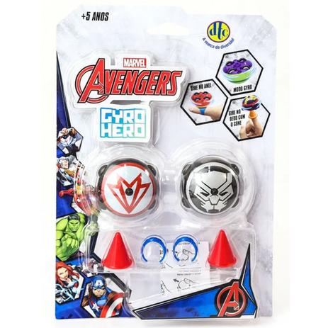 Peão Marvel Hero Gyro Star Pantera Negra e Falcão - DTC Menor preço em Peão Marvel Hero Gyro Star Pantera Negra e Falcão - DTC