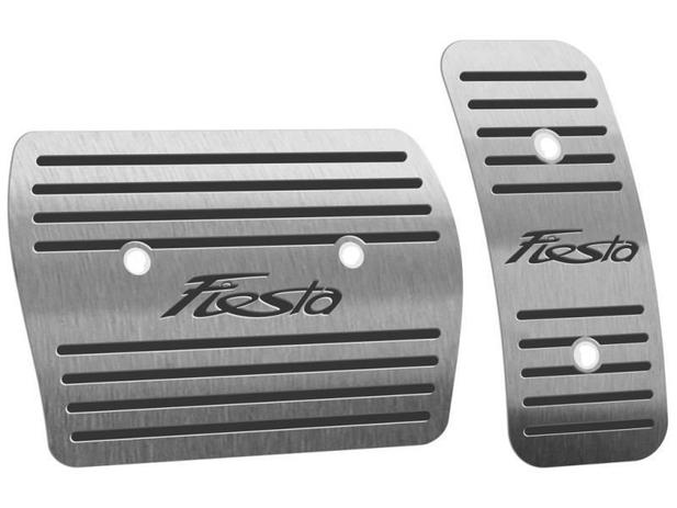 Pedaleira aço inox new fiesta automatico escrita preta - Three parts Menor preço em Pedaleira aço inox new fiesta automatico escrita preta - Three parts