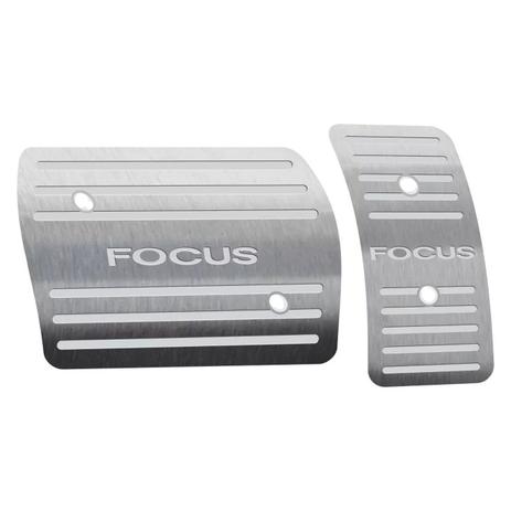 Pedaleira aço inox novo focus automatico escrita preta - Three parts Menor preço em Pedaleira aço inox novo focus automatico escrita preta - Three parts