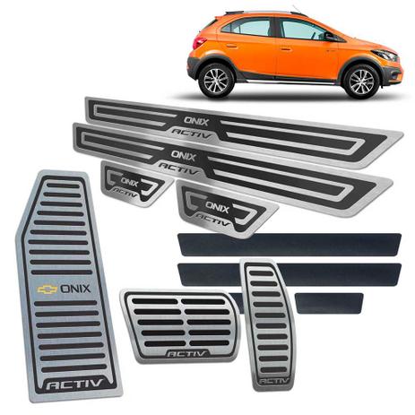 Pedaleira Descanso Soleira Vinil Inox Onix Activ 17/2019 Aut - Jr Menor preço em Pedaleira Descanso Soleira Vinil Inox Onix Activ 17/2019 Aut - Jr