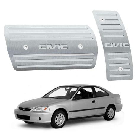 Pedaleira honda civic automático 2001 até 2006 aço inox - 3r acessórios Menor preço em Pedaleira honda civic automático 2001 até 2006 aço inox - 3r acessórios