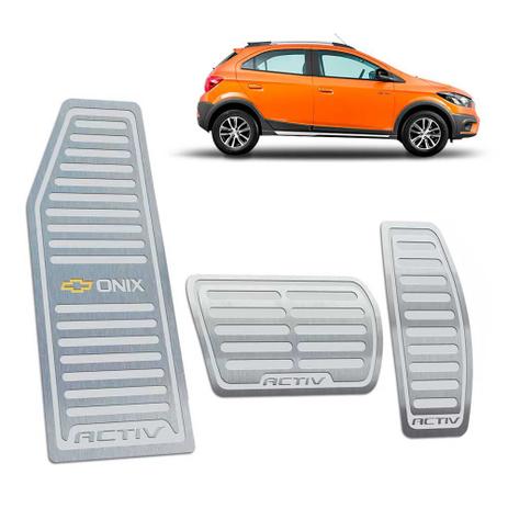 Pedaleiras Automático + Descanso Onix Activ 2017/2019 Prata - Jr Menor preço em Pedaleiras Automático + Descanso Onix Activ 2017/2019 Prata - Jr