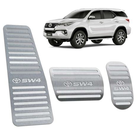 Pedaleiras + Descanso Aço Inox Hilux Sw4 2016/2019 Prata - Jr Menor preço em Pedaleiras + Descanso Aço Inox Hilux Sw4 2016/2019 Prata - Jr