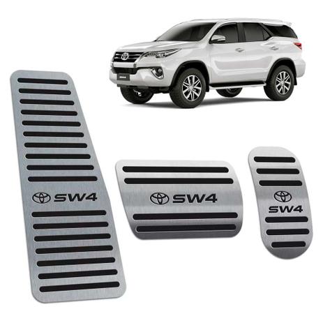 Pedaleiras + Descanso Aço Inox Hilux Sw4 2016/2019 Preto - Jr Menor preço em Pedaleiras + Descanso Aço Inox Hilux Sw4 2016/2019 Preto - Jr