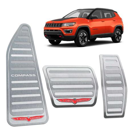 Pedaleiras + Descanso Jeep Compass Trailhawk Prata - Jr Menor preço em Pedaleiras + Descanso Jeep Compass Trailhawk Prata - Jr