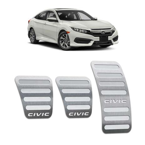Pedaleiras Honda Civic 2017/2019 Aço Inox Manual Prata - Jr Menor preço em Pedaleiras Honda Civic 2017/2019 Aço Inox Manual Prata - Jr