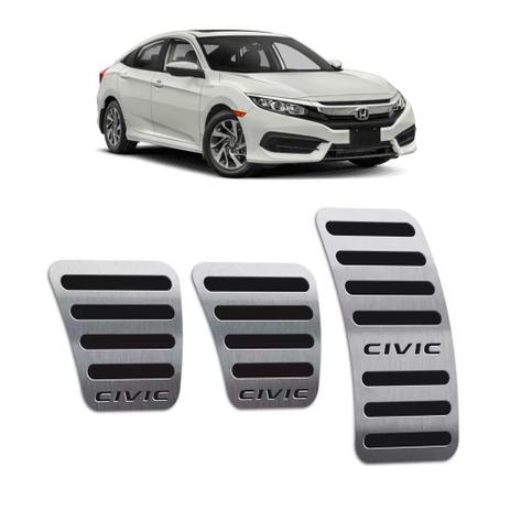 Pedaleiras Honda Civic 2017/2019 Aço Inox Manual Preto - Jr Menor preço em Pedaleiras Honda Civic 2017/2019 Aço Inox Manual Preto - Jr