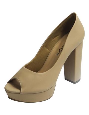 peep toe meia pata nude