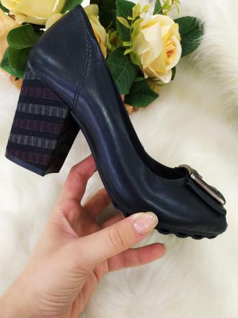 Peep Toe Ramarim Salto Grosso - Cor: Preto -Tamanho 40 - Peep Toe - Magazine Luiza