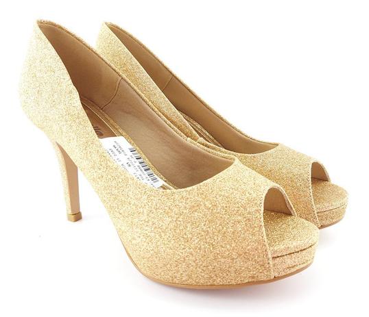 Peep Toe Senhorella Festa Dourado - Calçados Femininos - Magazine Luiza