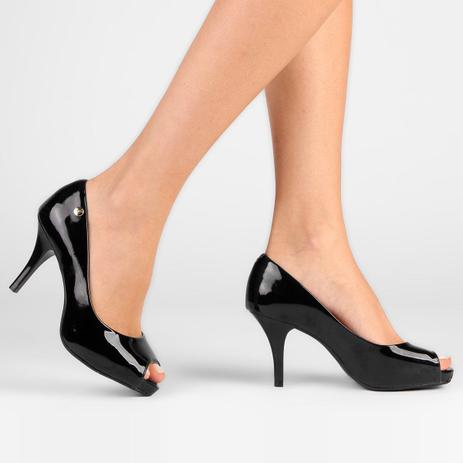 peep toe vizzano meia pata verniz