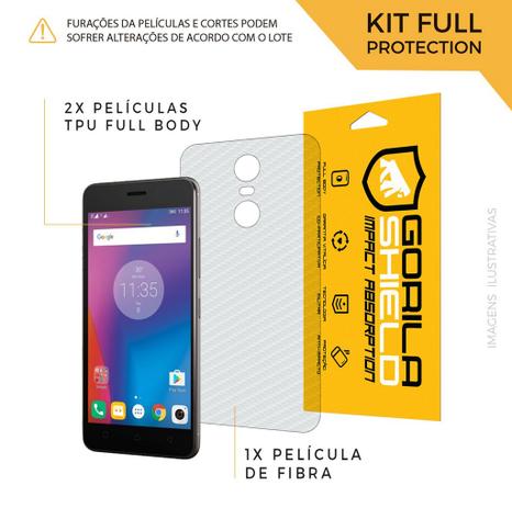 Película Nano Gel Dupla + traseira fibra de carbono para Lenovo K6 Plus - Gorila Shield (Cobre toda tela) Menor preço em Película Nano Gel Dupla + traseira fibra de carbono para Lenovo K6 Plus - Gorila Shield (Cobre toda tela)