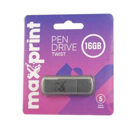 Pen drive 16 gb preto maxprint twist - 50000008 Menor preço em Pen drive 16 gb preto maxprint twist - 50000008