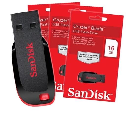 Pen Drive 16Gb Sandisk Pendrive Cruzer Blade Menor preço em Pen Drive 16Gb Sandisk Pendrive Cruzer Blade