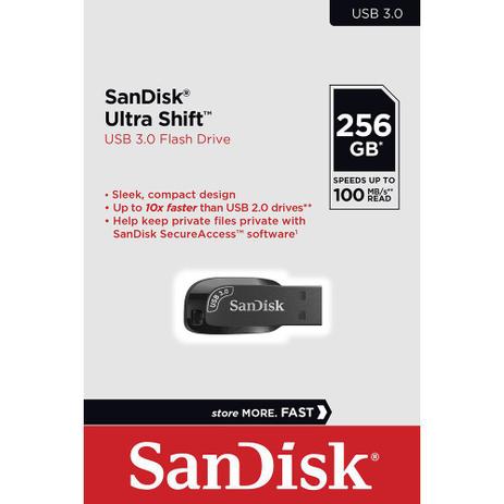 Pen Drive 256gb Cruzer Blade Ultra Shift Sandisk Menor preço em Pen Drive 256gb Cruzer Blade Ultra Shift Sandisk