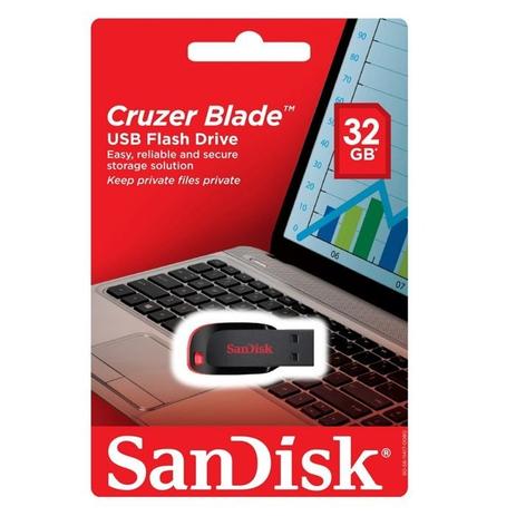 Pen Drive 32GB Cruzer Blade - Sandisk Menor preço em Pen Drive 32GB Cruzer Blade - Sandisk