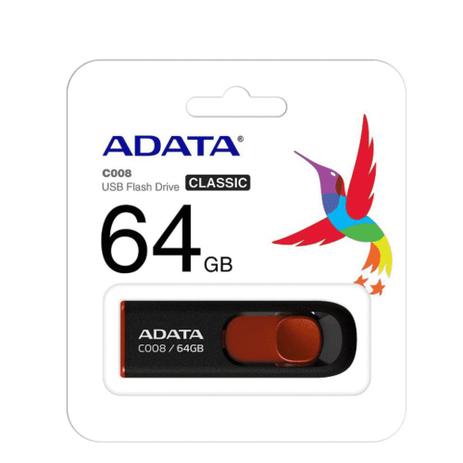 Pen Drive Adata Ac008 64gb Preto/vermelho - AC008-64G-RKD Menor preço em Pen Drive Adata Ac008 64gb Preto/vermelho - AC008-64G-RKD
