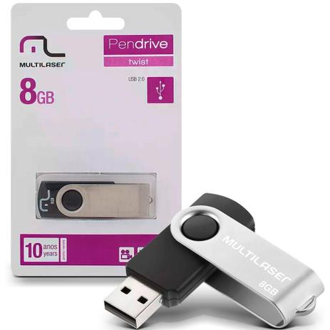 Pen drive Multilaser Twist 8 GB Preto USB 2.0 - PD587 Menor preço em Pen drive Multilaser Twist 8 GB Preto USB 2.0 - PD587