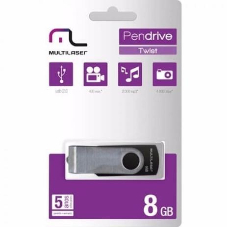Pen Drive Twist 8GB PD587 Preto (Emb. contém 1un.) - Multilaser Menor preço em Pen Drive Twist 8GB PD587 Preto (Emb. contém 1un.) - Multilaser