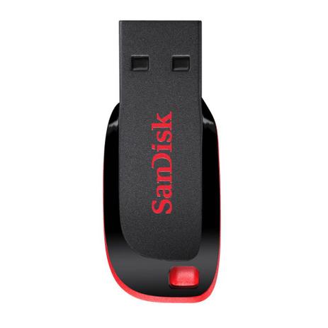 Pen Drive USB 16GB Sandisk Cruzer Blade Preto / Vermelho Menor preço em Pen Drive USB 16GB Sandisk Cruzer Blade Preto / Vermelho