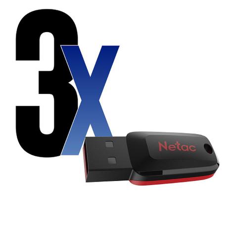 Pen Drive USB 2.0 64GB Netac U197 3un Menor preço em Pen Drive USB 2.0 64GB Netac U197 3un