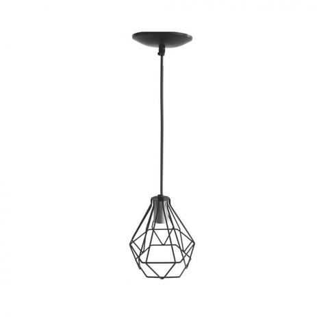 Pendente Aço Aramado Diamante Médio Isadora Design Preto Menor preço em Pendente Aço Aramado Diamante Médio Isadora Design Preto