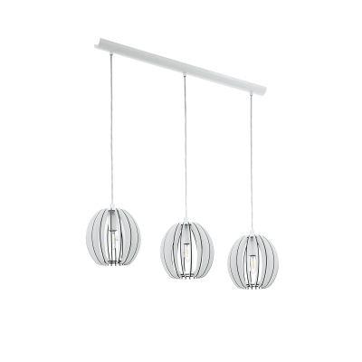 Pendente aço branco madeira branca 3 X E14 - Eglo iluminação Menor preço em Pendente aço branco madeira branca 3 X E14 - Eglo iluminação