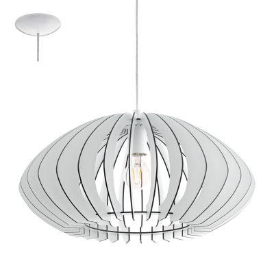 Pendente aço branco madeira branca 500 mm 1 X E27 - Eglo iluminação Menor preço em Pendente aço branco madeira branca 500 mm 1 X E27 - Eglo iluminação