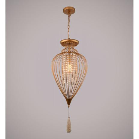 Pendente Aço Cristal 23CMX43CM 1XE27 Dourado Transp GX008SC - Bella Iluminação Menor preço em Pendente Aço Cristal 23CMX43CM 1XE27 Dourado Transp GX008SC - Bella Iluminação