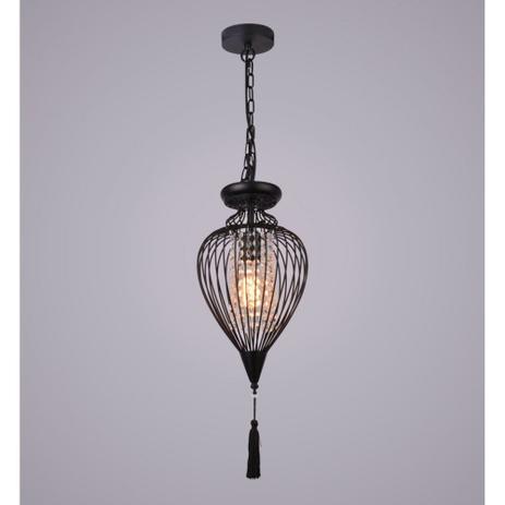 Pendente Aço Cristal 23CMX43CM 1XE27 Preto GX008S - Bella iluminação Menor preço em Pendente Aço Cristal 23CMX43CM 1XE27 Preto GX008S - Bella iluminação